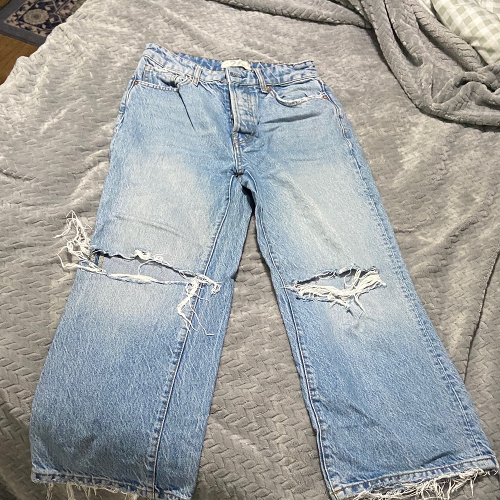 We The Free Light Blue Distressed High Rise Jeans